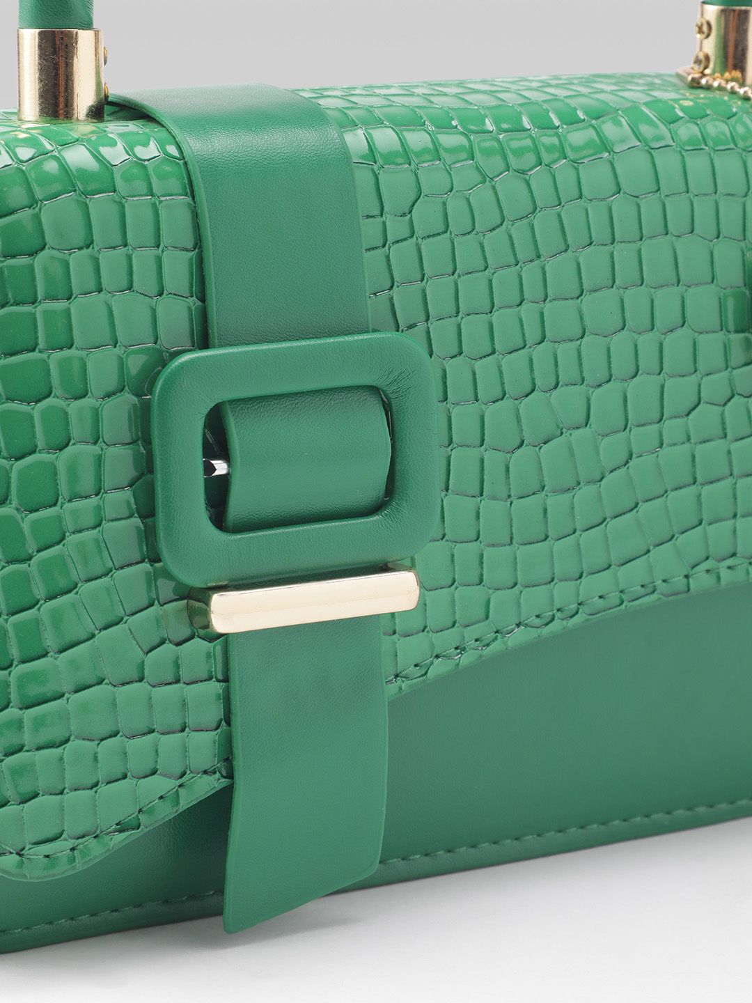 DressBerry Croc Textured Structured Satchel Bag