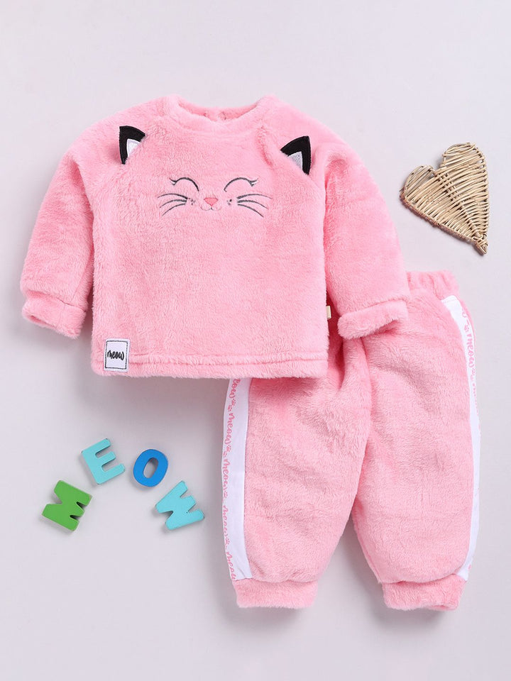 Moms Love Infant Girls Embroidered Sweatshirt With Joggers