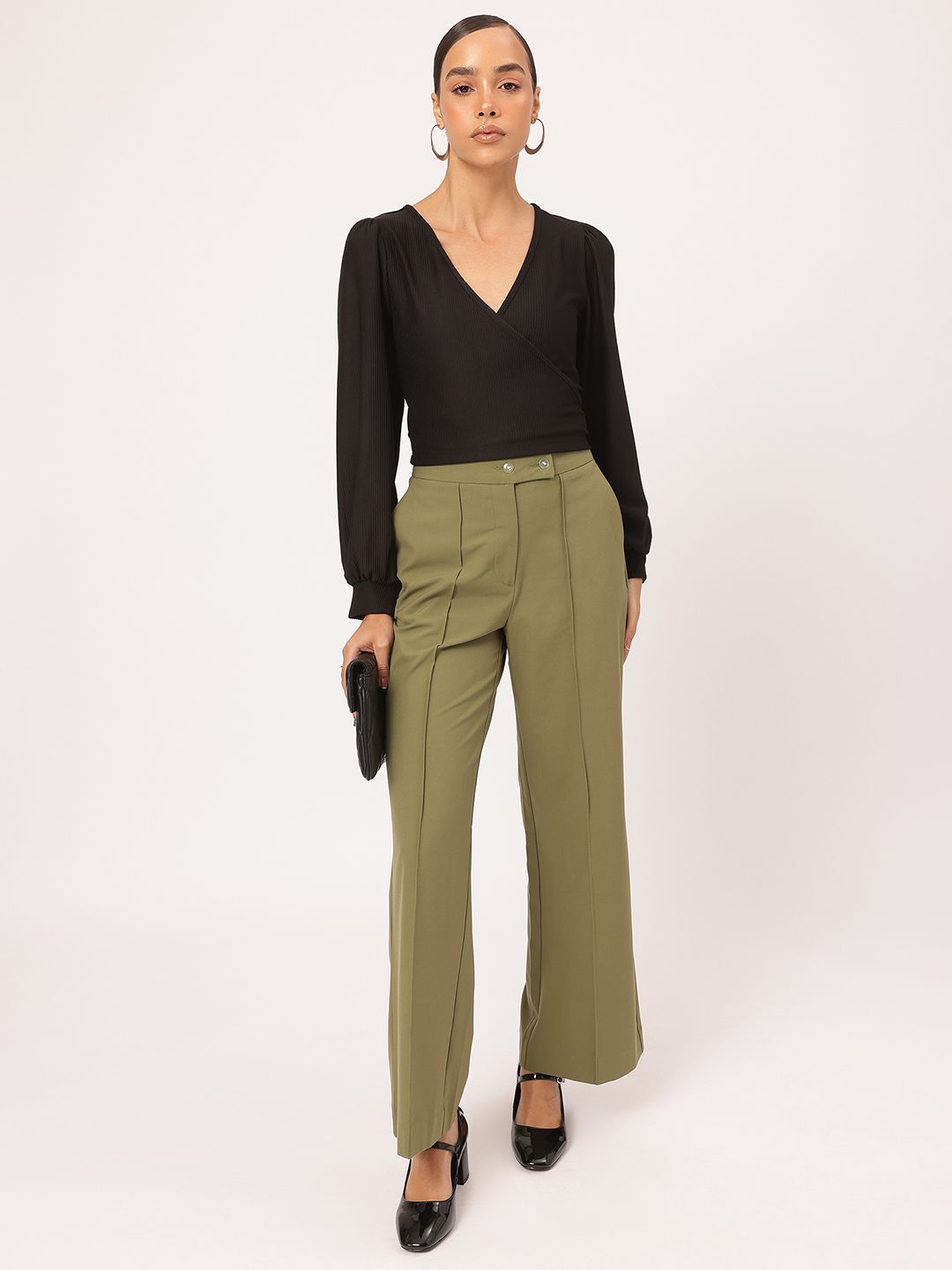 DressBerry Boss Babe Wrap Ribbed Crop Top