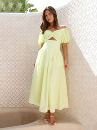 all about you Puff Sleeve Fit & Flare Maxi Dress