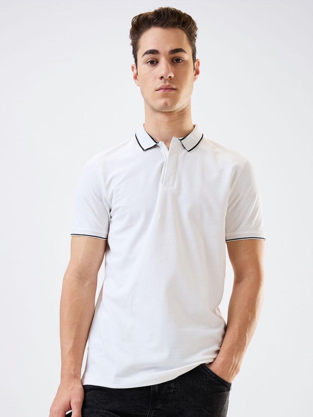 SPYKAR Men Solid Polo Collar Cotton Slim Fit T-shirt