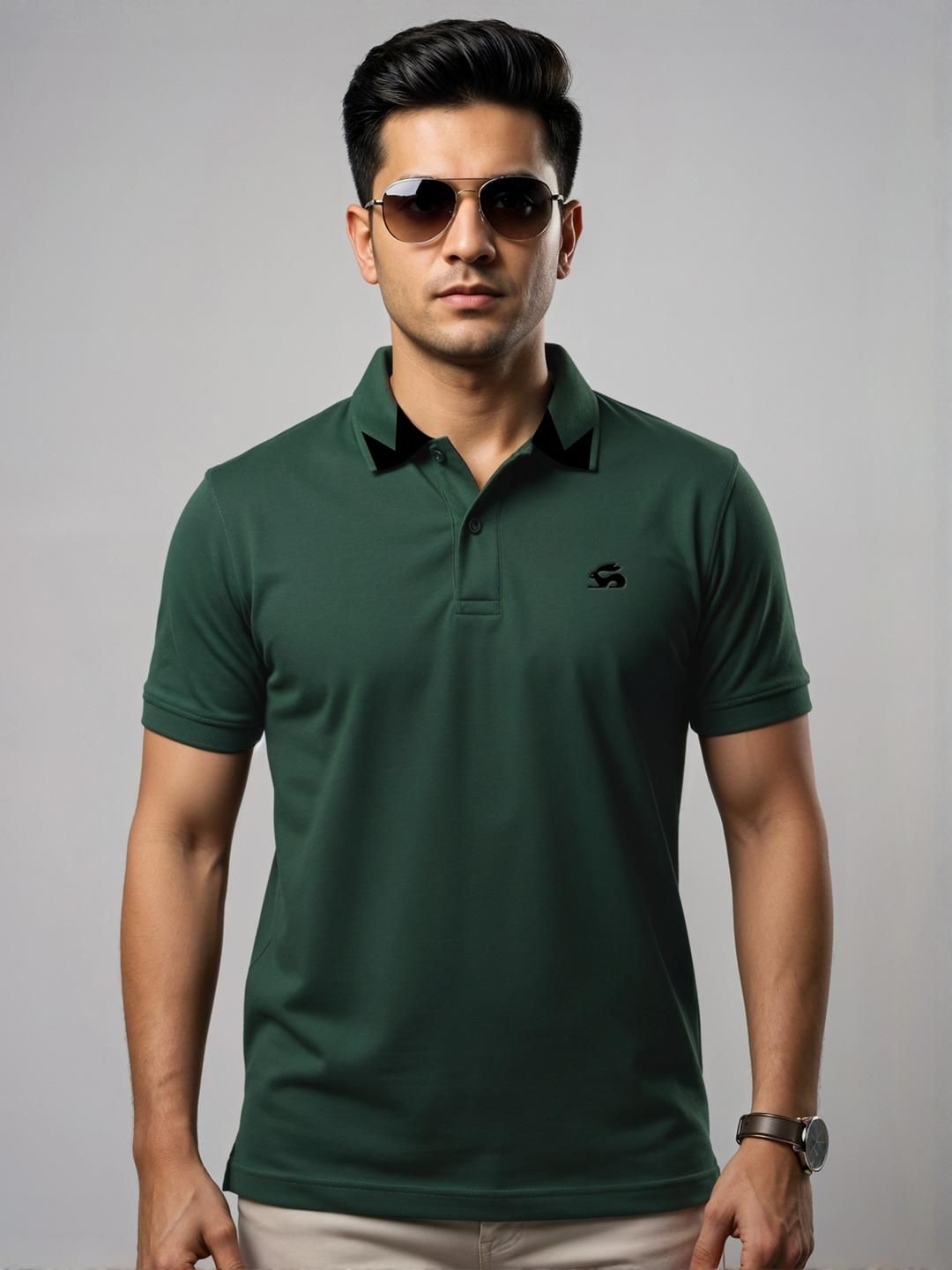 ADRO Men Green Cotton Tshirts