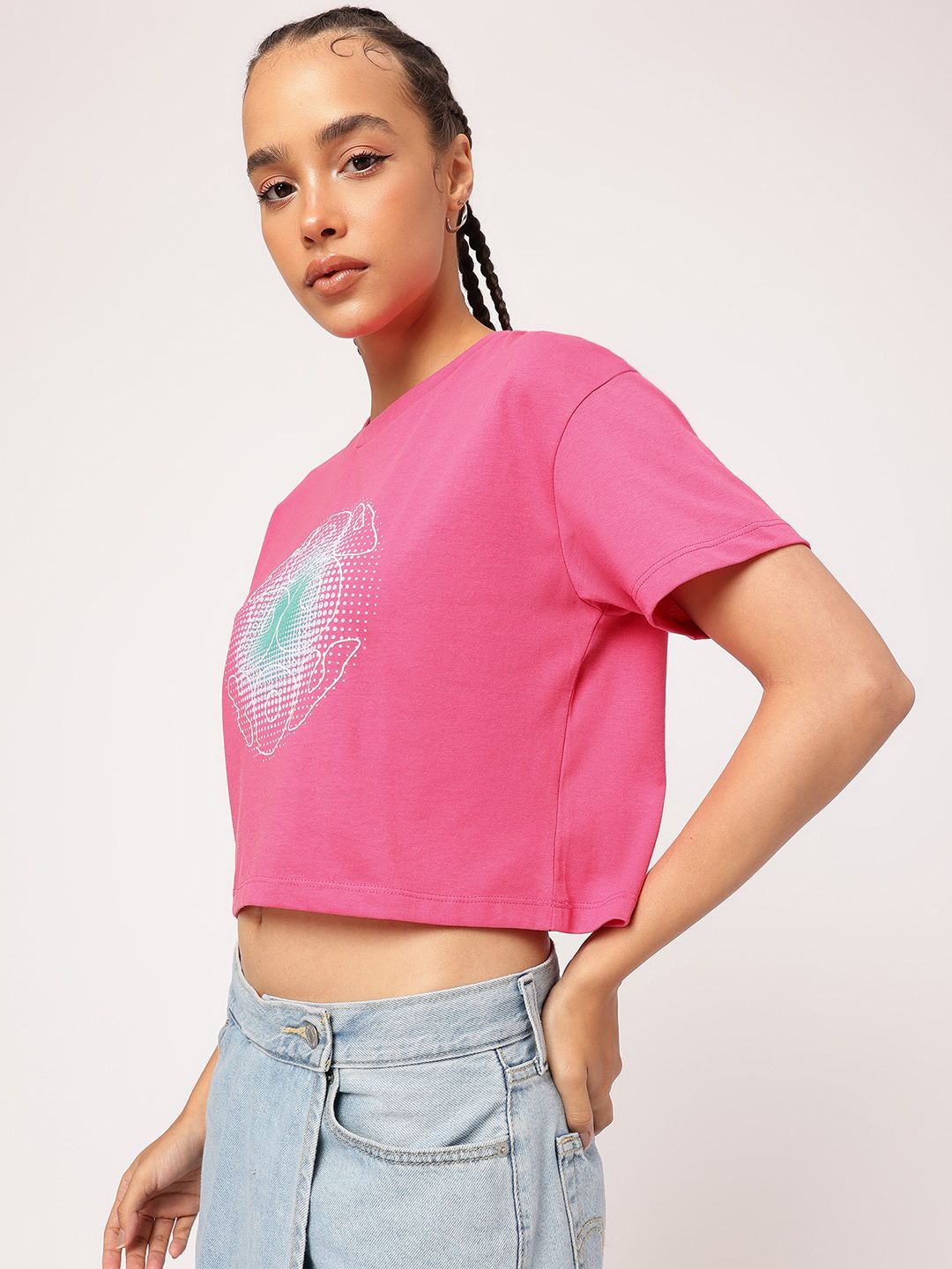 DressBerry Graphic Groove Printed Crop T-shirt