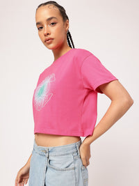 DressBerry Graphic Groove Printed Crop T-shirt