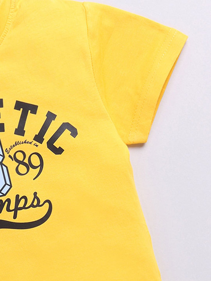 Happy Faces Boys Pure Cotton Typography Printed T-shirt