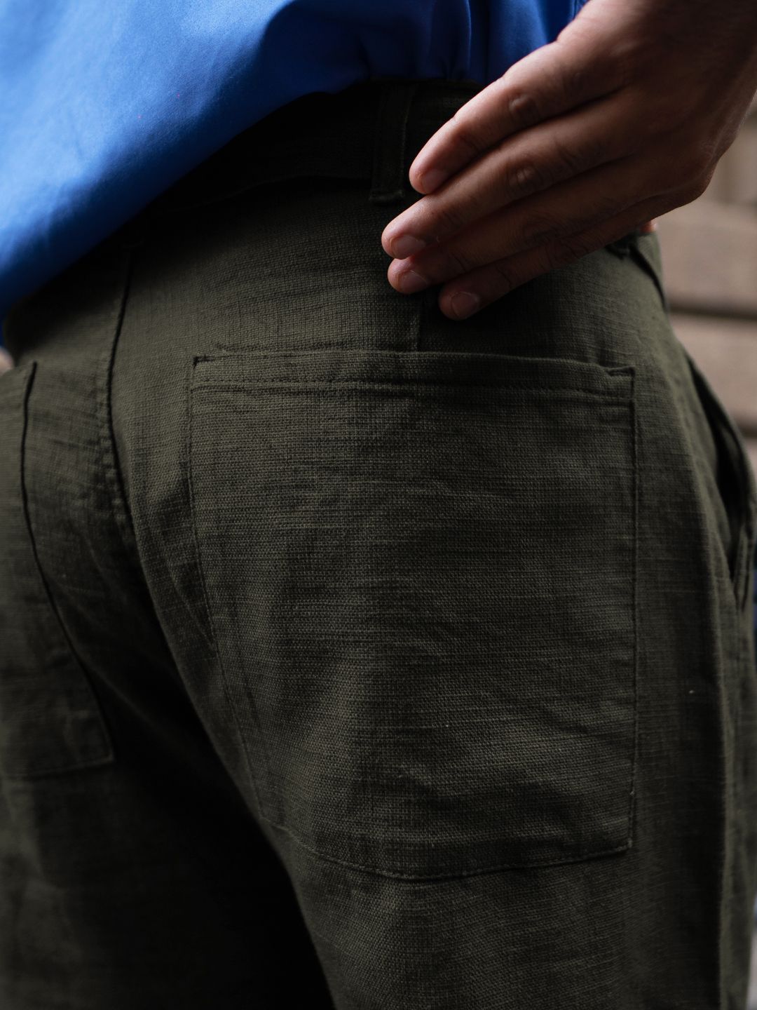 Powerlook Olive Cotton Pant With Belt