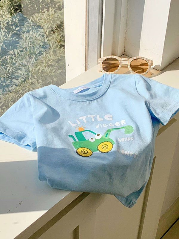 YK Girls Printed Henley Neck Raw Edge T-shirt