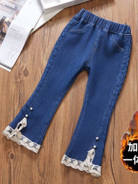 YK Girls Comfort Relaxed Fit High-Ris Light Fade Embellished Stretchable Jeans