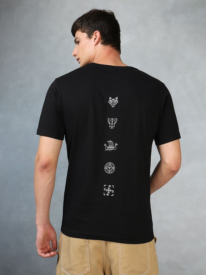 Bewakoof Men Black Typography Printed Pure Cotton T-shirt