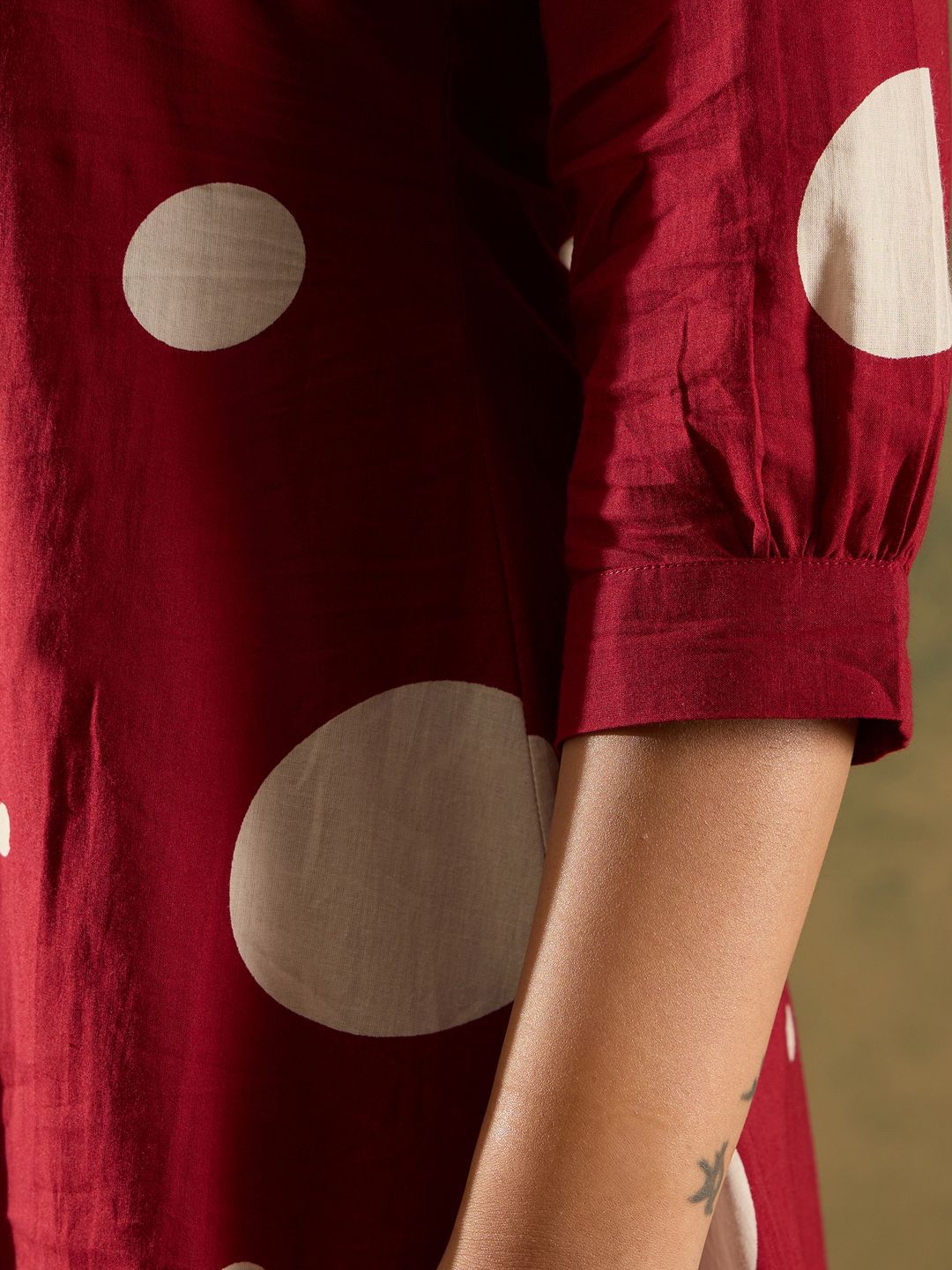 Indo Era V-Neck Printed Pleated Pure Cotton A-Line Kurta with Trousers