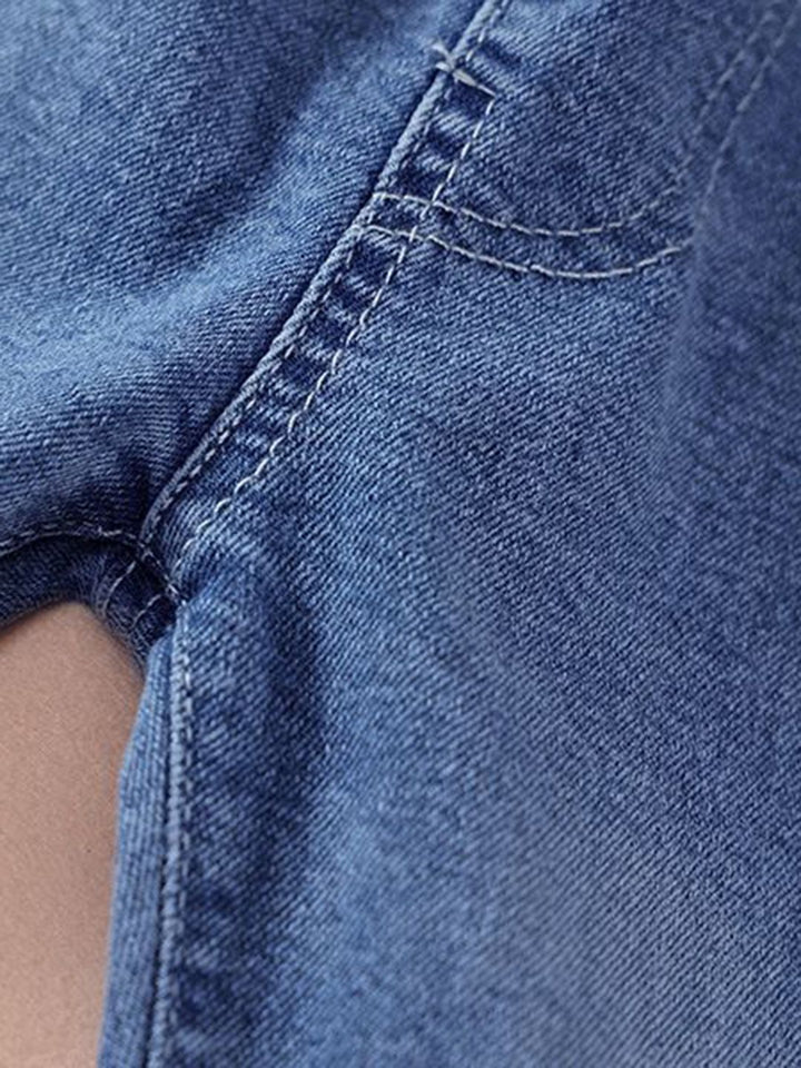 YK Girls Cotton Comfort Skinny Fit Mildly Distressed Light Fade Embellished Jeans