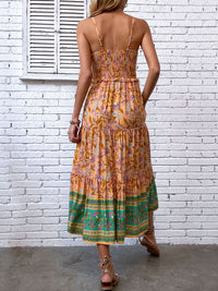 DressBerry Floral Print Smocked Tiered Maxi Dress