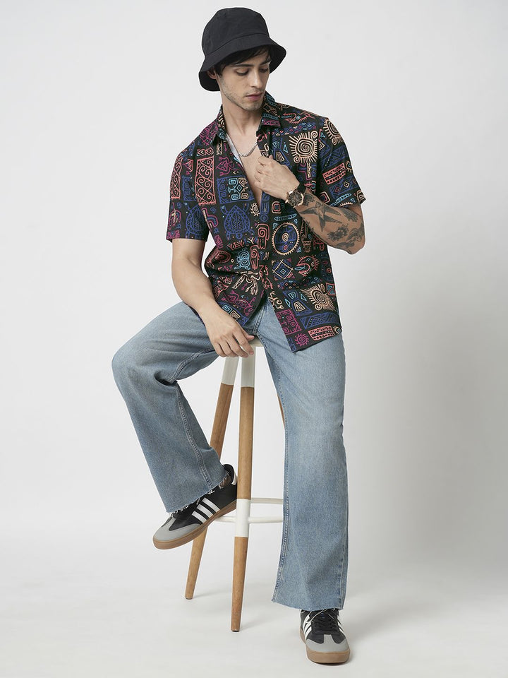 VASTRADO Men Classic Ethnic Motifs Printed Slim Fit Casual Shirt