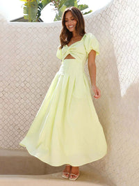 all about you Puff Sleeve Fit & Flare Maxi Dress