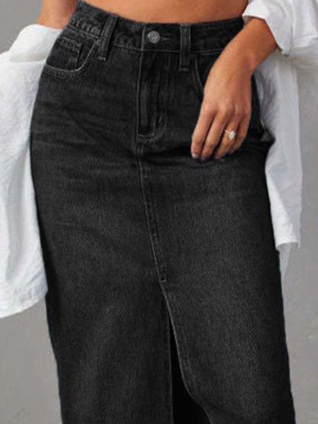 DressBerry Women Denim A-Line Midi Skirt