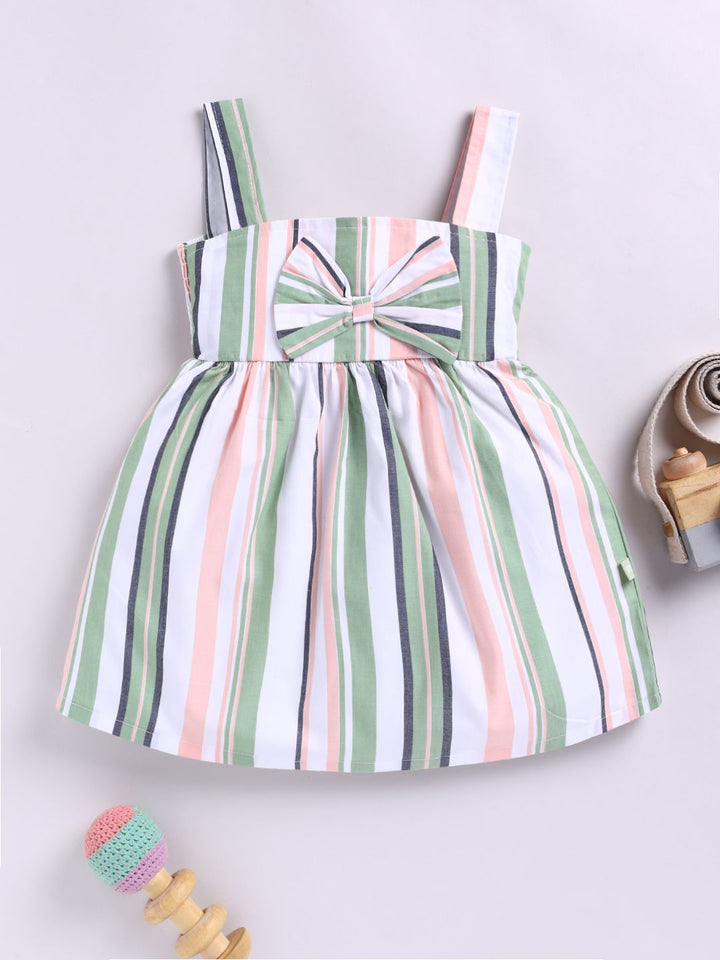 Moms Love Infant Girls Cotton Striped Fit & Flare Dress