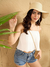 Berrylush Women Solid Crop A-Line Top