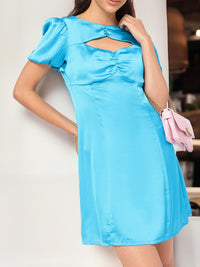 DressBerry Cut Out Detailed Ruched Satin Dress