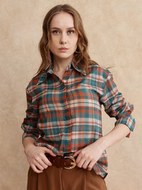 RAREISM Women Comfort Spread Collar Checked Casual Shirt