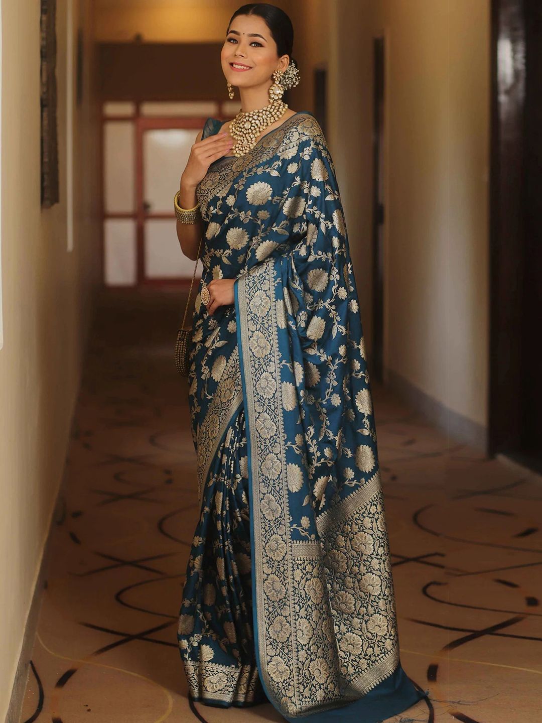 KALINI Ethnic Motifs Zari Banarasi Saree