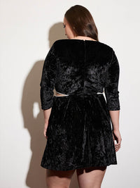 SASSAFRAS Curve Women Embellished Velvet Fit & Flare Dress