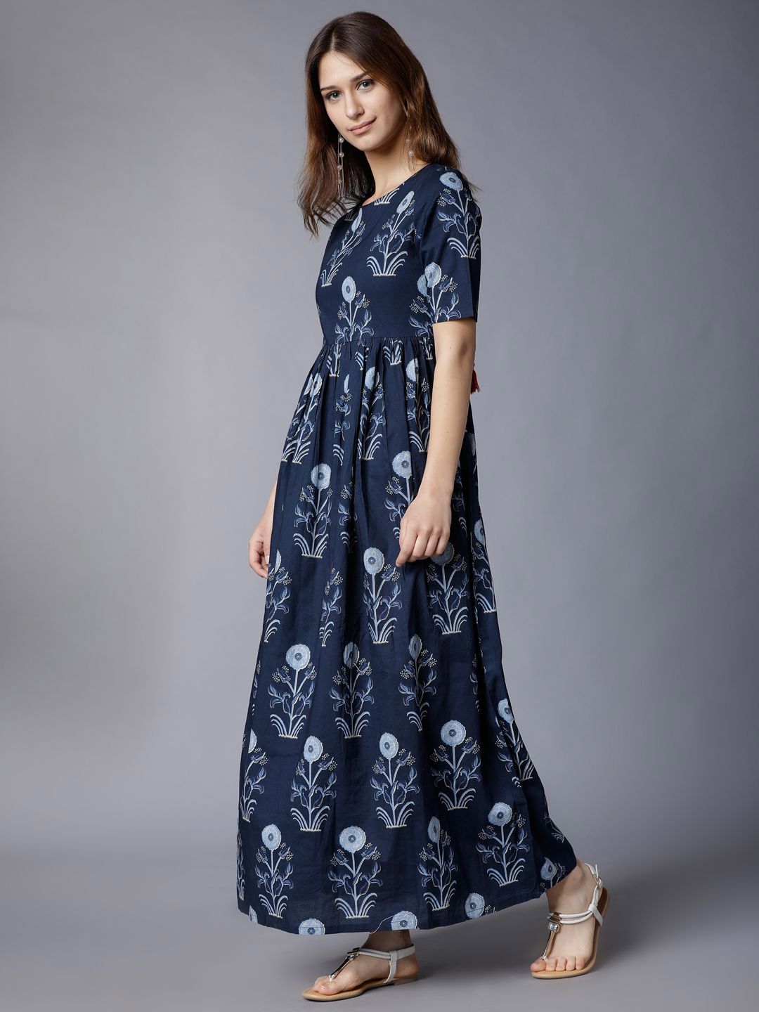 Vishudh Women Cotton Ethnic Motifs Printed Maxi Dress