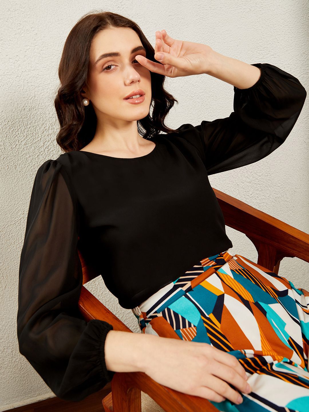 Berrylush Women Bishop Sleeves Georgette Top