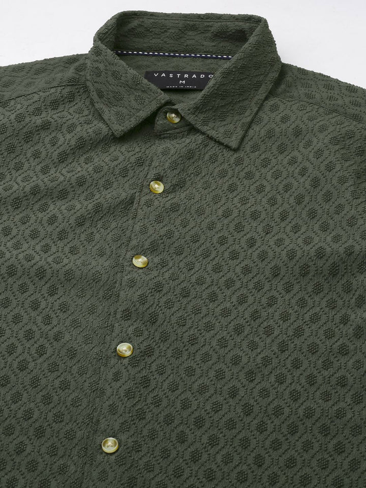 VASTRADO Men Classic Self Design Relaxed Fit Casual Shirt