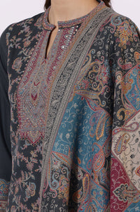 W Floral Printed Mandarin Collar Sequinned A-Line Kurta With Trousers & Dupatta