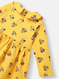 NautiNati Disney Infants Cotton Minnie Mouse Printed Dress with Matching Headband