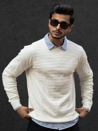 Powerlook Men Self Design Round Neck Cotton T-shirt