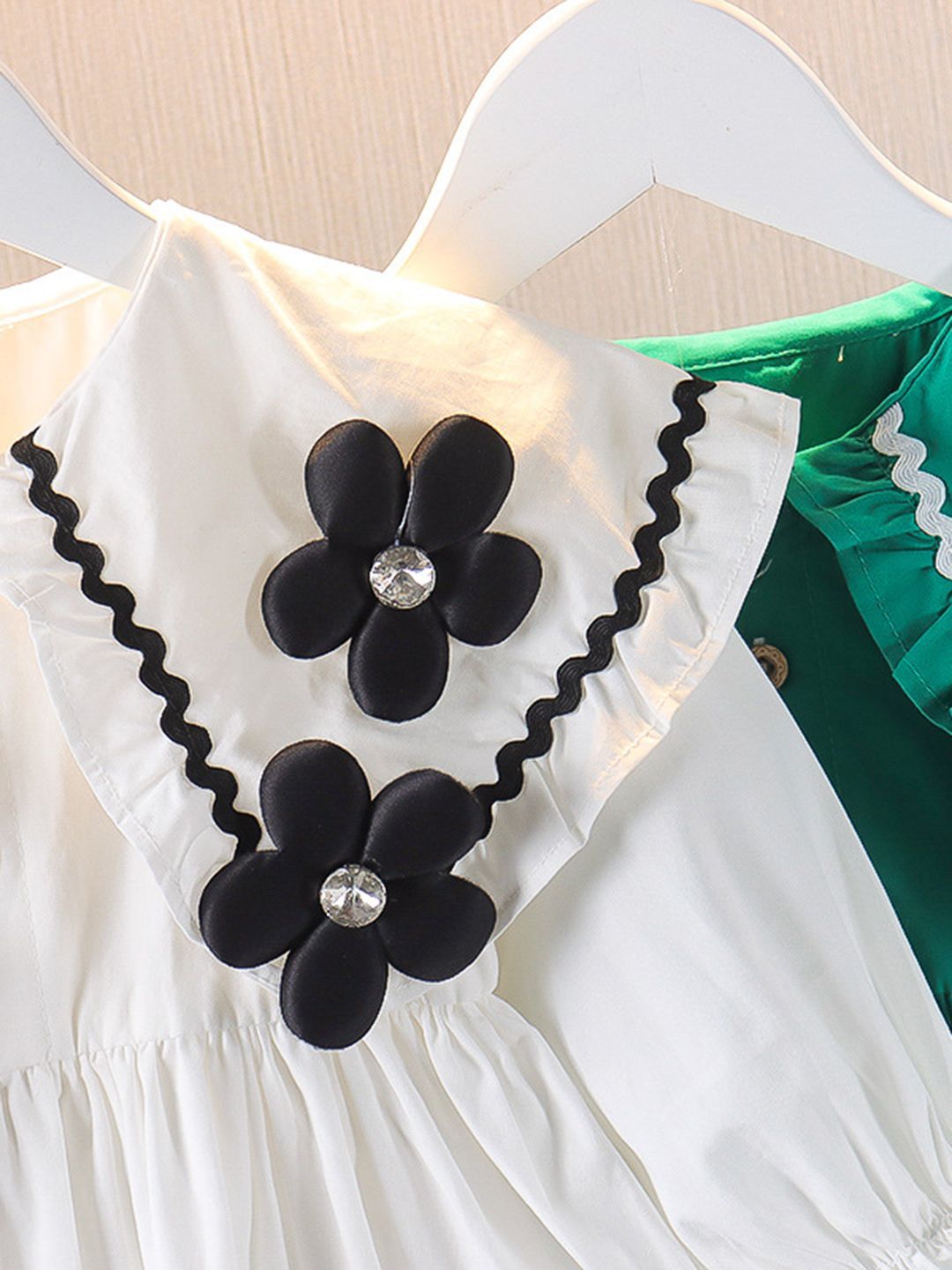 YK Girls Puff Sleeves Fit & Flare Dress