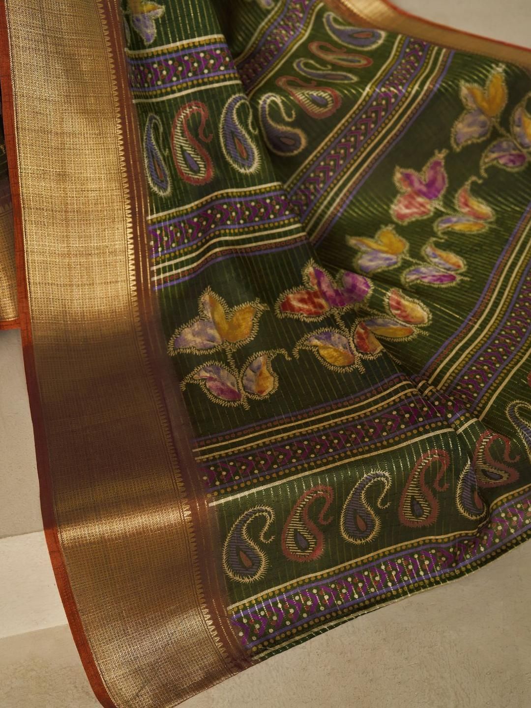 KALINI Woven Design Zardozi Silk Blend Patola Saree