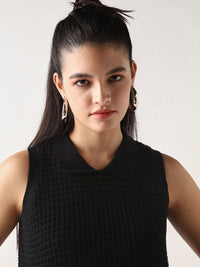 Bewakoof Women's Black Textured Short Top