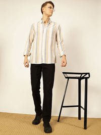 Thomas Scott Men Premium Slim Fit Opaque Striped Casual Shirt