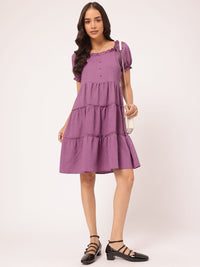 DressBerry Textured Luxe Frill Detail Tiered Dress