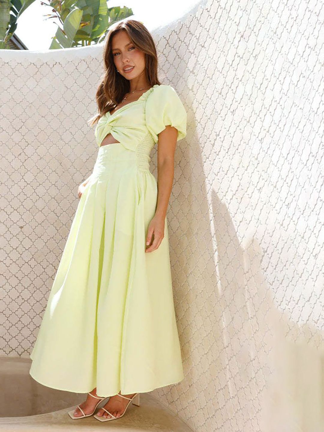 all about you Puff Sleeve Fit & Flare Maxi Dress