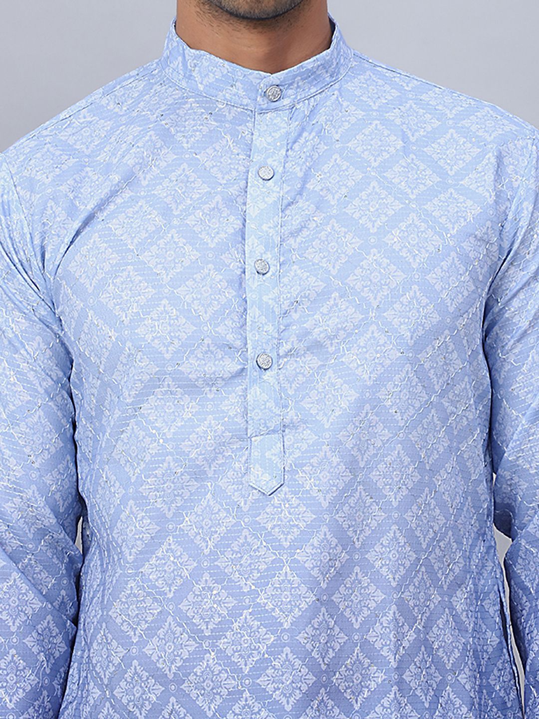 Jompers Ethnic Motifs Printed Mandarin Collar Straight Kurta