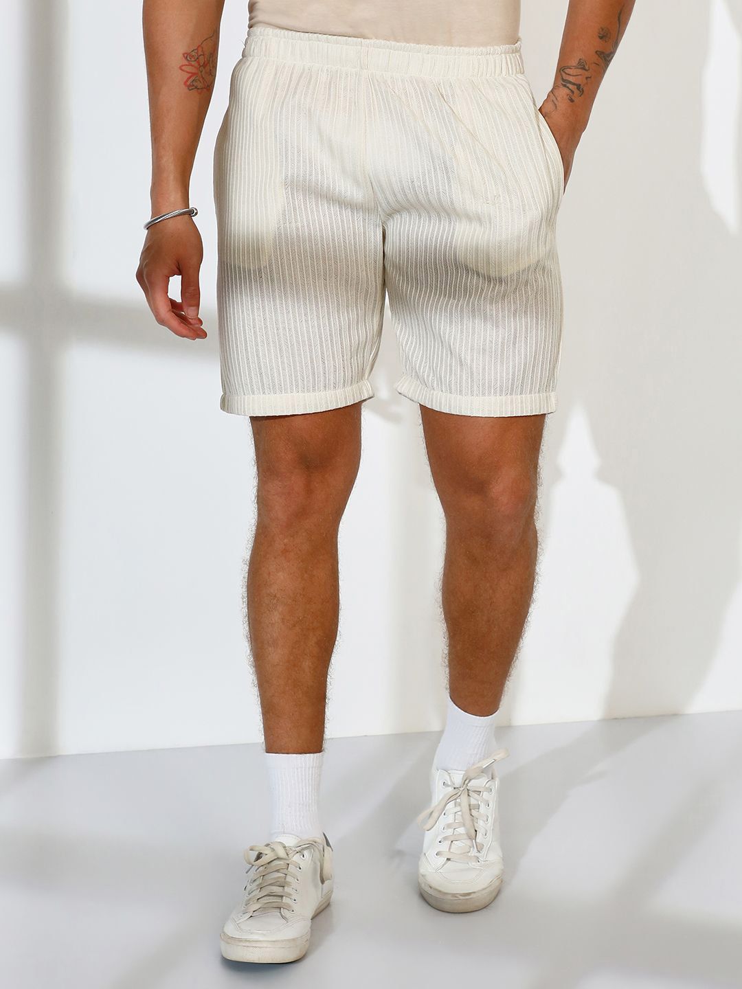 Campus Sutra Striped Shirt & Shorts