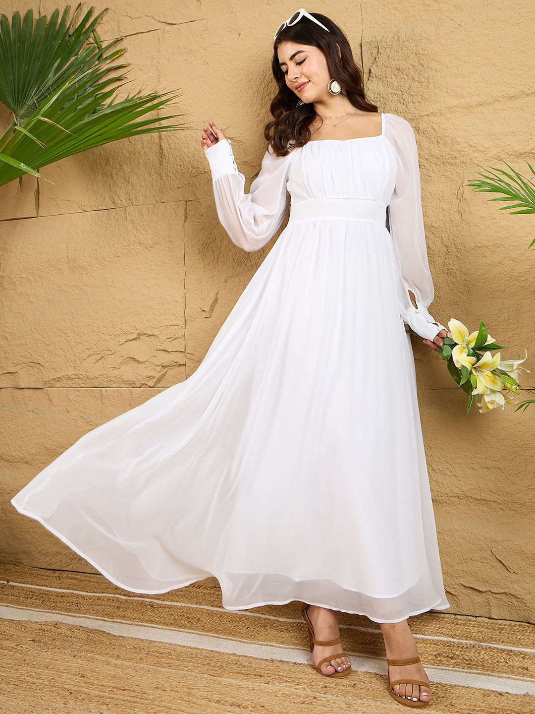 Berrylush Women Gathered  A-Line Maxi Dress