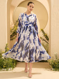 Antheaa Women Tie and Dye Printed Fit & Flare Midi Dress