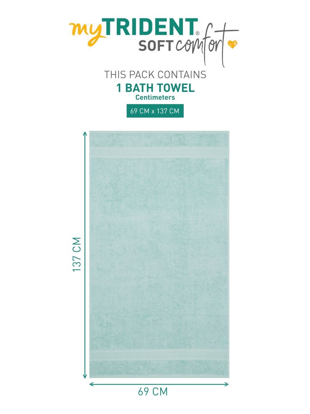 MYTRIDENT Blue Cotton 500 GSM Bath Towel