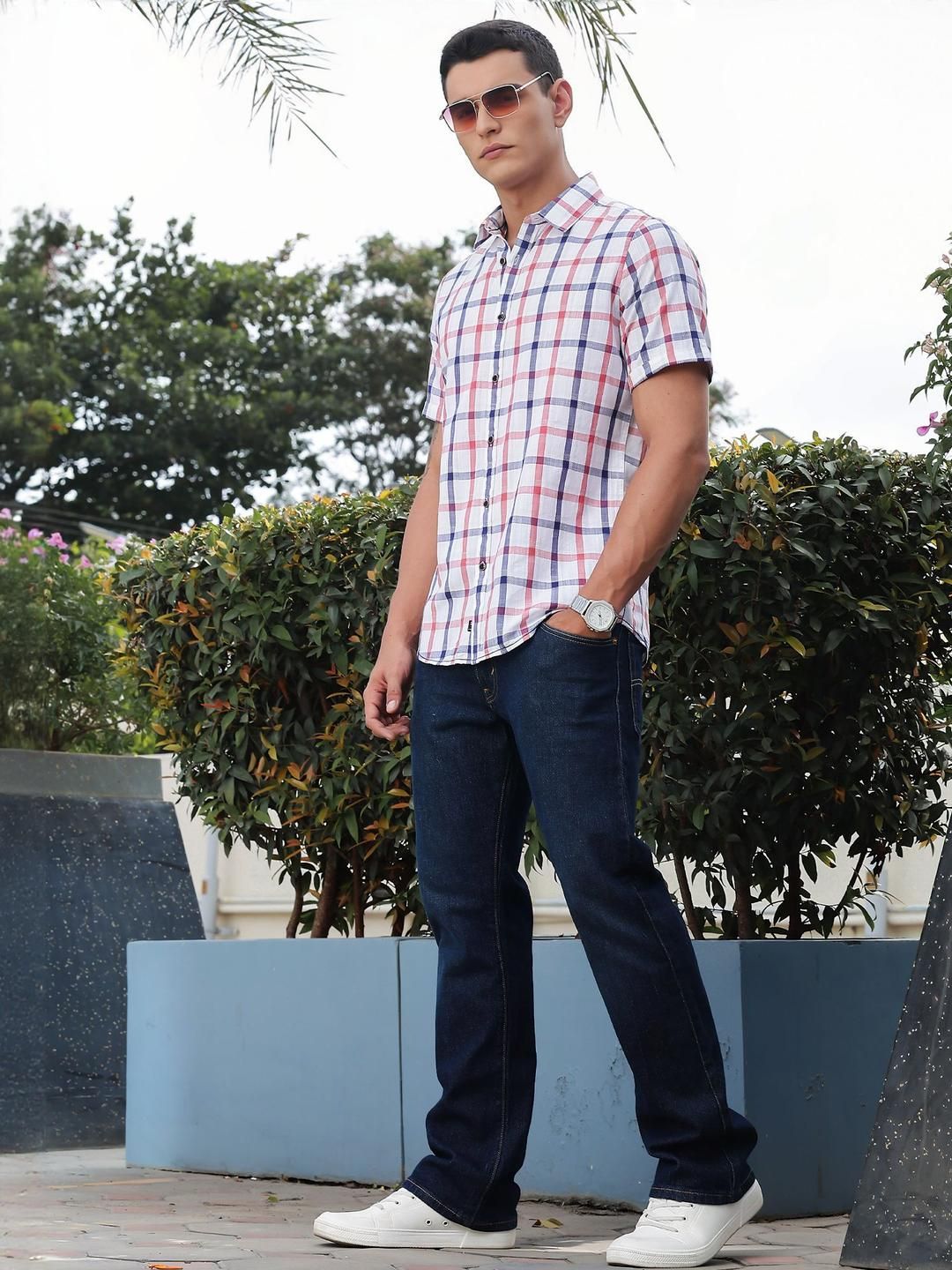 Thomas Scott Men Classic Slim Fit WindowPane Cek