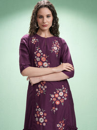 Vishudh Embroidered A-Line Midi Dress