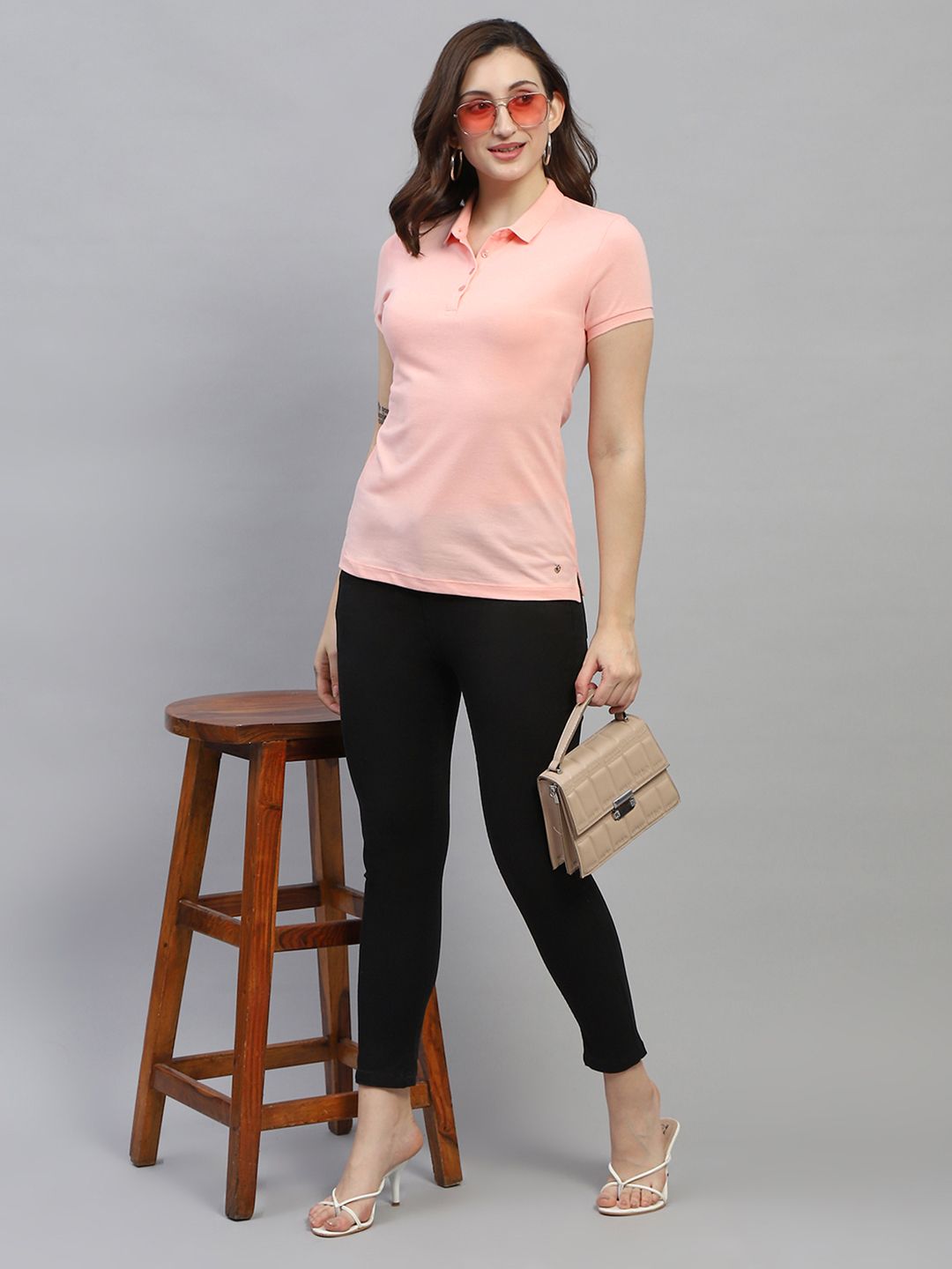 Monte Carlo Women Polo Collar Pure Cotton T-shirt