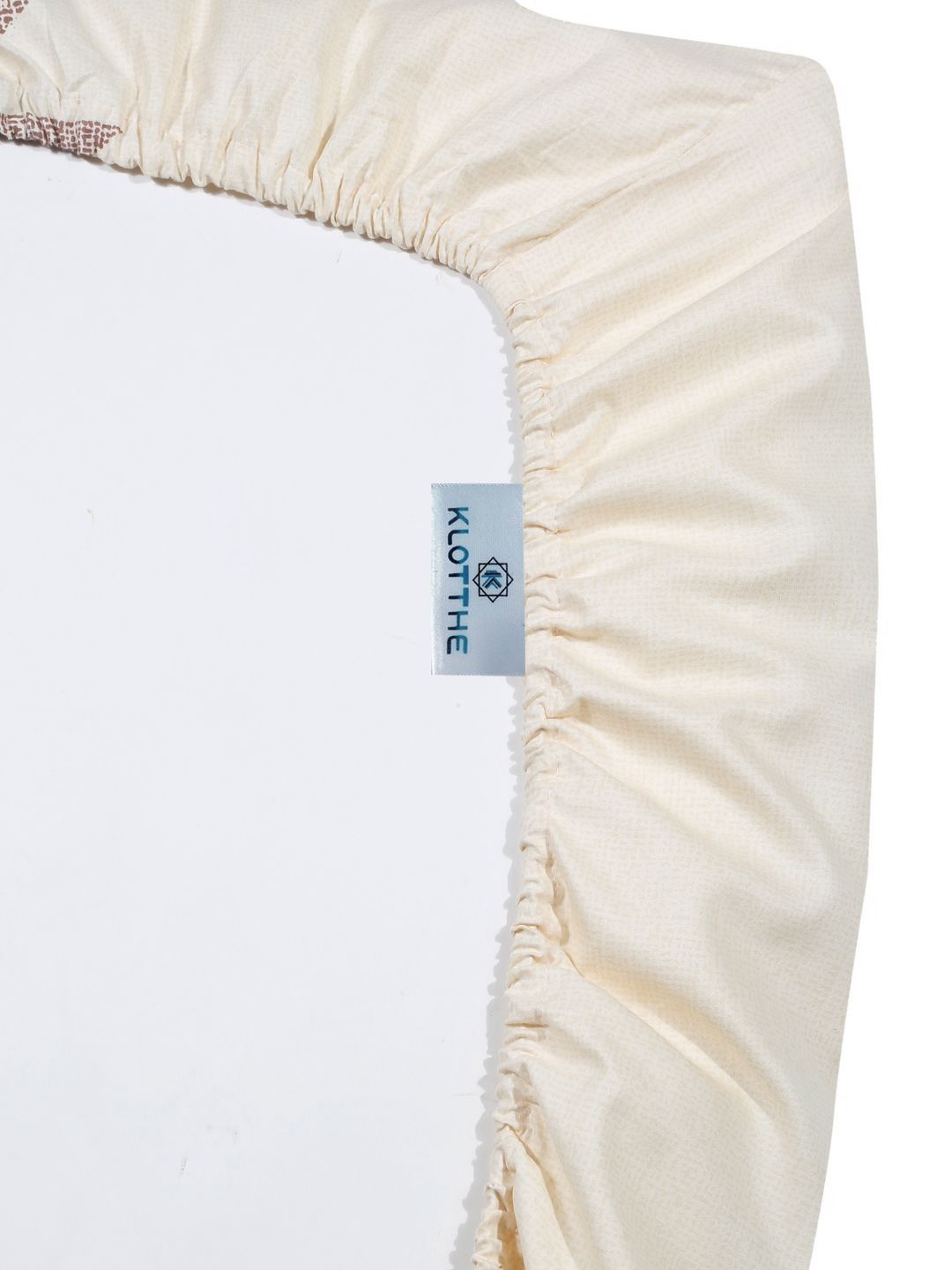 KLOTTHE White Geometric Cotton 300 TC Dilengkapi Cadar Bujang Halus dengan Sarung Bantal-89 x 59 inci