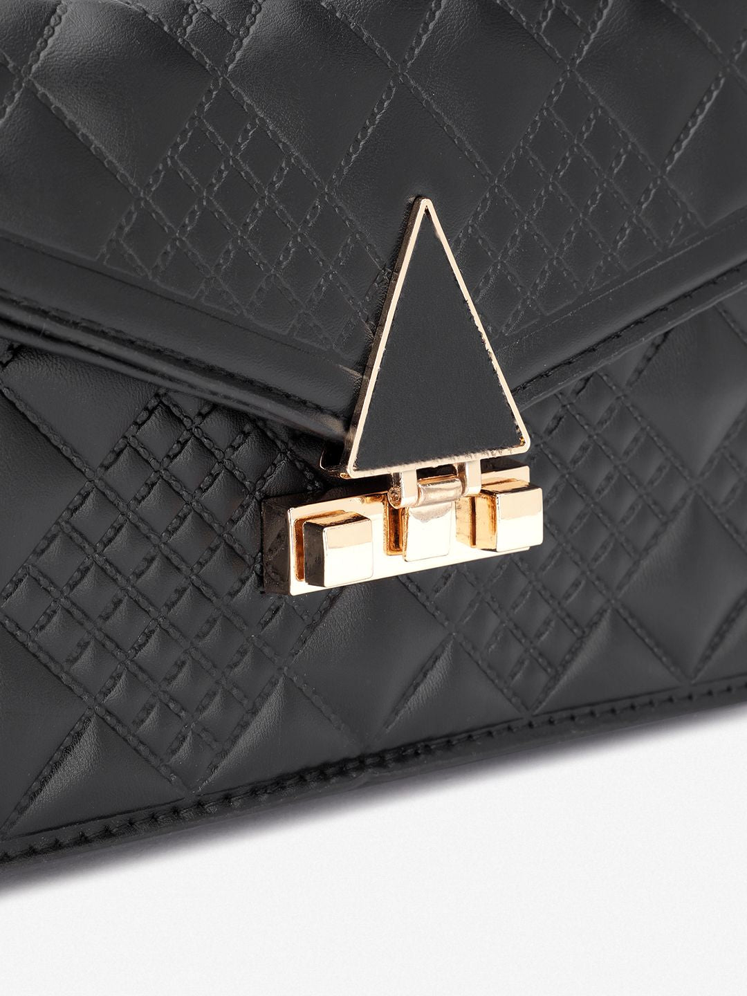 DressBerry Brand Logo Embossed Quilted Satchel