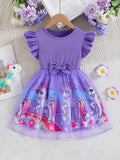 YK Girls Striped Fit and Flare Dress