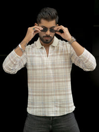 Powerlook Men Checked Polo Collar T-shirt