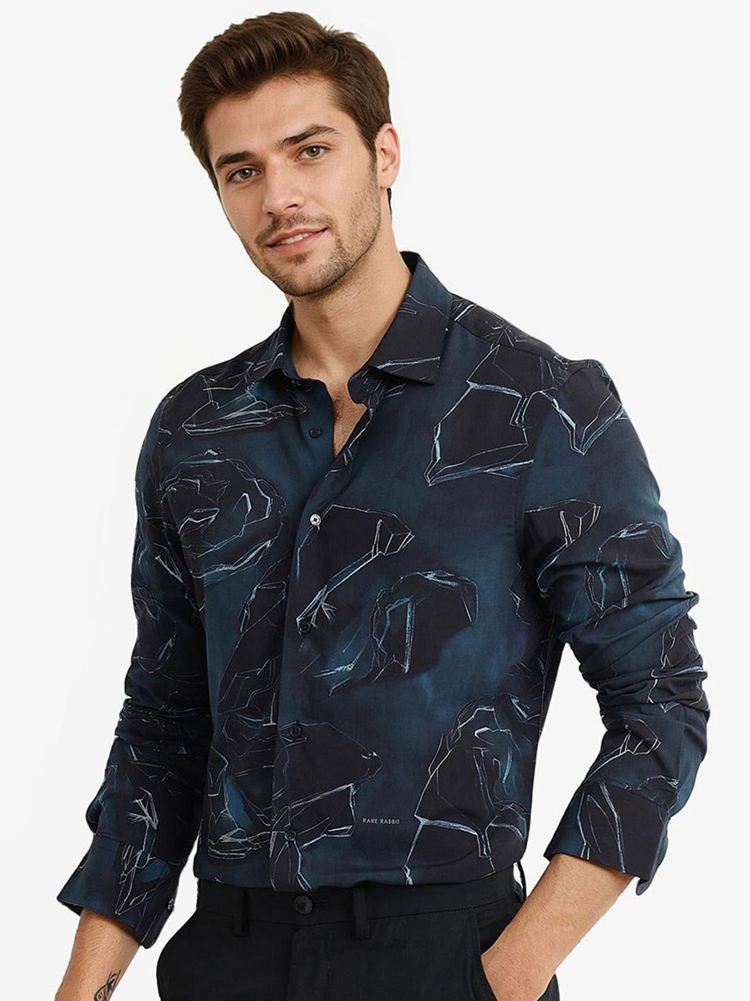 RARE RABBIT Men Comfort Opaque Printed Casual Shirt